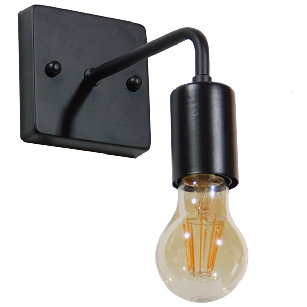 GLOBOSTAR® MISSAM 01119 Μοντέρνο Φωτιστικό Τοίχου - Απλίκα με Ντουί 1 x E27 AC 220-240V IP20 - Μαύρο - Μ14 x Π20 x Υ10cm