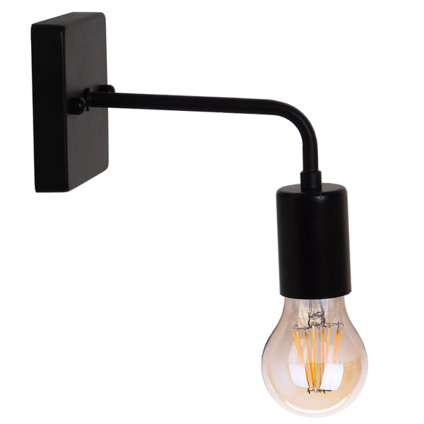 GLOBOSTAR® MISSAM 01119 Μοντέρνο Φωτιστικό Τοίχου - Απλίκα με Ντουί 1 x E27 AC 220-240V IP20 - Μαύρο - Μ14 x Π20 x Υ10cm