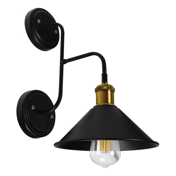 GLOBOSTAR® MAGEOR 01120 Vintage Φωτιστικό Τοίχου - Απλίκα με Ντουί 1 x E27 AC 220-240V IP20 - Μαύρο & Χρυσό - Μ22 x Π30 x Υ40cm