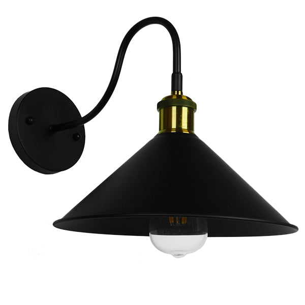 GLOBOSTAR® ANBET 01121 Vintage Φωτιστικό Τοίχου - Απλίκα με Ντουί 1 x E27 AC 220-240V IP20 - Μαύρο & Χρυσό - Μ26 x Π38 x Υ27cm