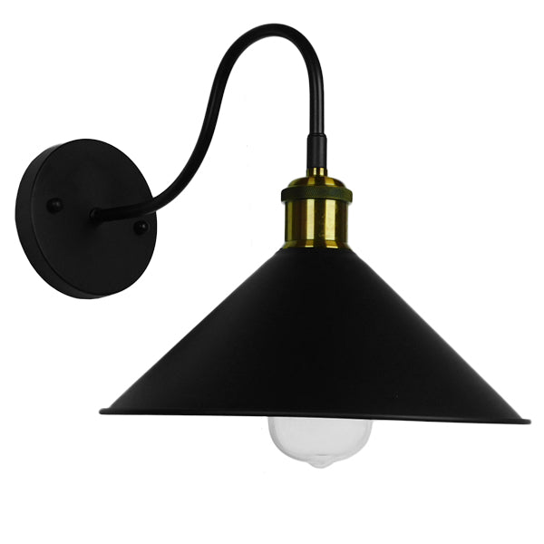 GLOBOSTAR® ANBET 01121 Vintage Φωτιστικό Τοίχου - Απλίκα με Ντουί 1 x E27 AC 220-240V IP20 - Μαύρο & Χρυσό - Μ26 x Π38 x Υ27cm