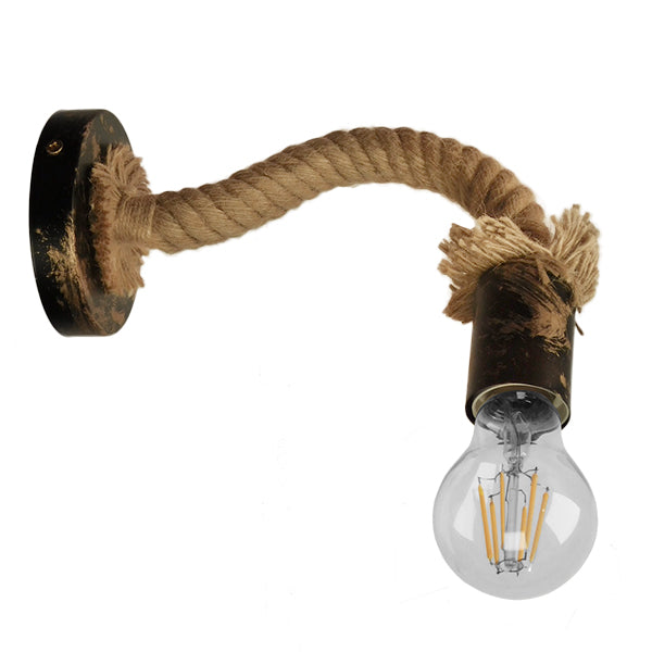 GLOBOSTAR® DAKER 01126 Vintage Φωτιστικό Τοίχου - Απλίκα με Ντουί 1 x E27 AC 220-240V IP20 - Χάλκινο Εφέ Σκουριάς & Μπεζ - Μ10 x Π22 x Υ15cm