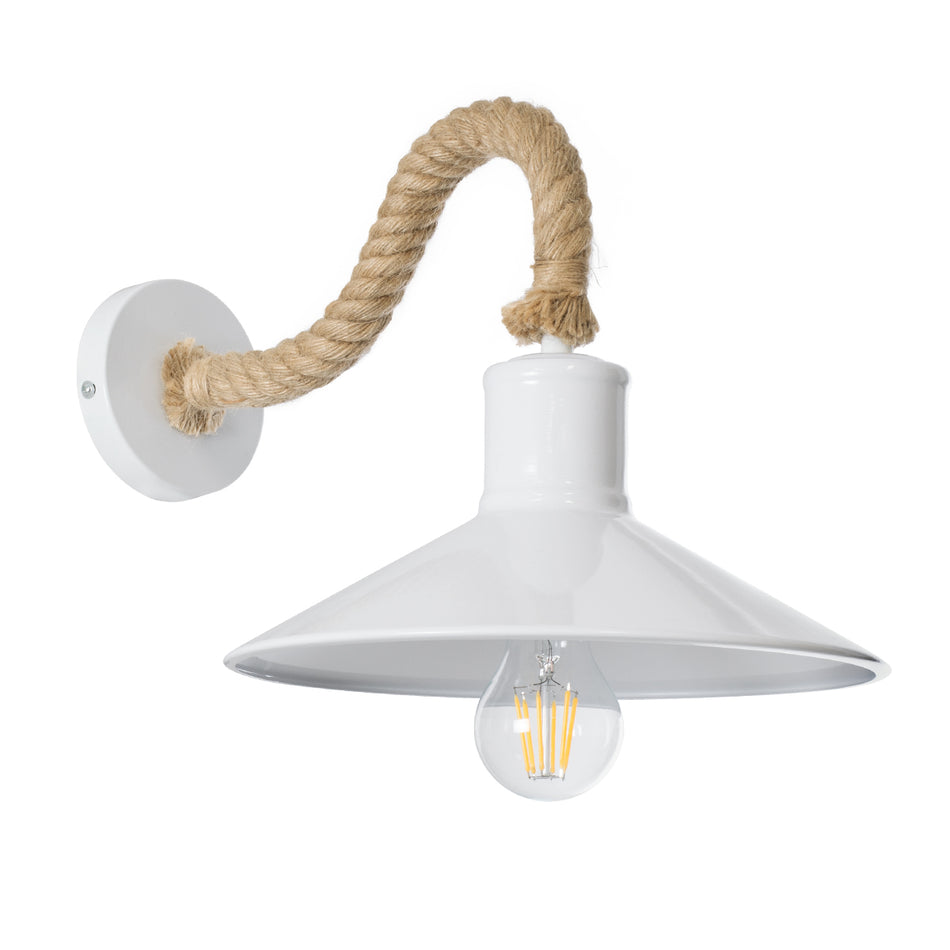 GLOBOSTAR® VINSA 01130 Boho Φωτιστικό Τοίχου - Απλίκα με Ντουί 1 x E27 AC 220-240V IP20 - Λευκό & Μπεζ - Μ37.5 x Π26.7 x Υ25cm