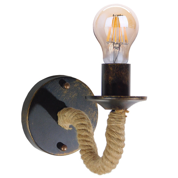 DAKER 01184 Vintage Φωτιστικό Τοίχου - Απλίκα με Ντουί 1 x E27  IP20 - Χάλκινο Εφέ Σκουριάς & Μπεζ - Μ21 x Π12 x Υ16cm
