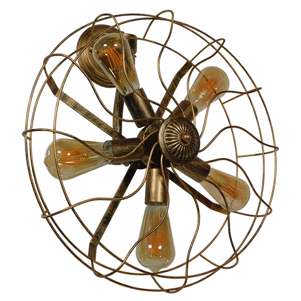 FAN 01381 Vintage Φωτιστικό Τοίχου - Απλίκα με Ντουί 5 x E27  IP20 - Μπρούτζινο - Μ46 x Π22 x Υ46cm