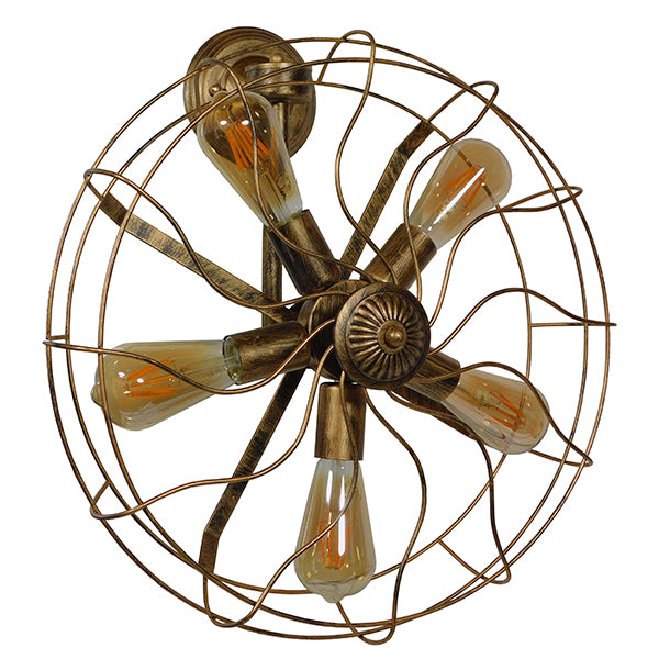 FAN 01381 Vintage Φωτιστικό Τοίχου - Απλίκα με Ντουί 5 x E27  IP20 - Μπρούτζινο - Μ46 x Π22 x Υ46cm