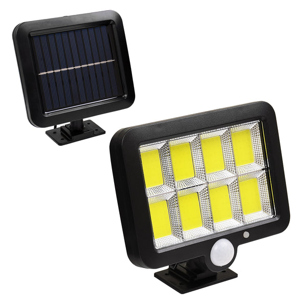 71464 Proiector solar cu LED autonome 160 8 X COB 40W 2000lm, 2400mAh Baterie, senzor de zi/noapte, senzor de mișcare, impermeabil