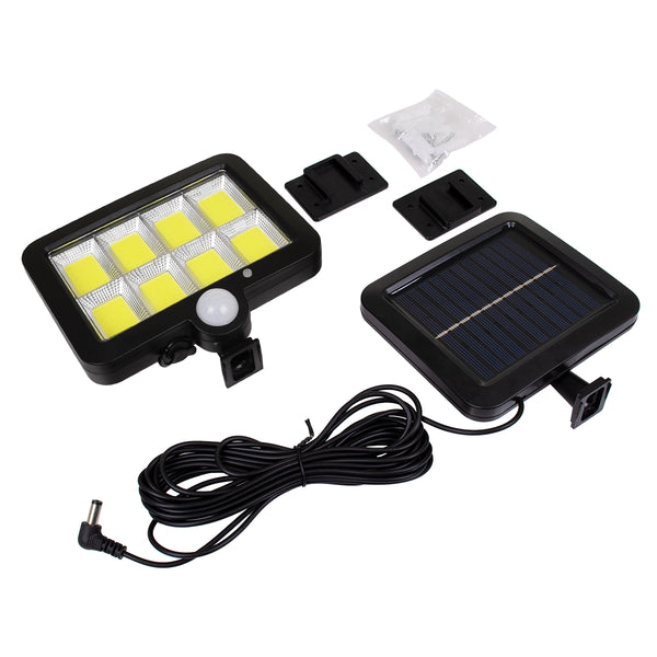 71464 Proiector solar cu LED autonome 160 8 X COB 40W 2000lm, 2400mAh Baterie, senzor de zi/noapte, senzor de mișcare, impermeabil