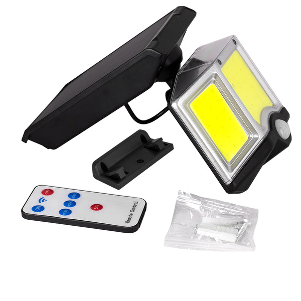 71482 LED -uri cu LED -uri autonome COB 20W 1500lm, 2400mAh Baterie, senzor de zi/noapte, senzor de mișcare și controler IR, impermeabil