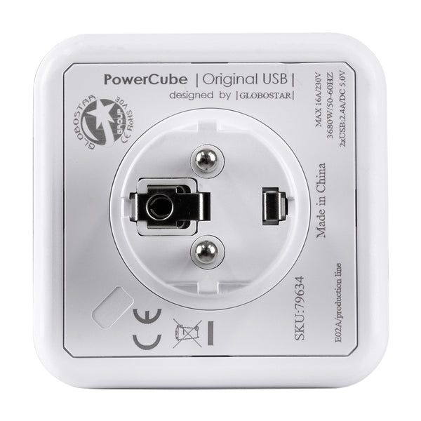 Travel PowerCube Pro Certified 79634 6-scaune, 4 prize pentru copii Schuko AC 220-240V & 2 USB Max 2.1A/DC 5V, MAX LOAD 3680W/16A