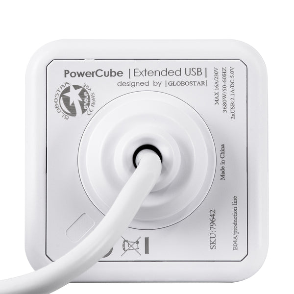 Travel PowerCube Pro Certified 79639 cu 6 locuri cu 6 locuri cu 1,5 m Calod, 4 prize de siguranță pentru copii Schuko AC 220-240V și 2 USB Max 2.1A/DC 5V, MAX LOAD 3680W/16A