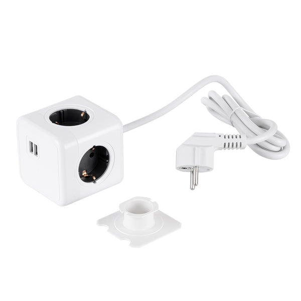 Travel PowerCube Pro Certified 79639 cu 6 locuri cu 6 locuri cu 1,5 m Calod, 4 prize de siguranță pentru copii Schuko AC 220-240V și 2 USB Max 2.1A/DC 5V, MAX LOAD 3680W/16A