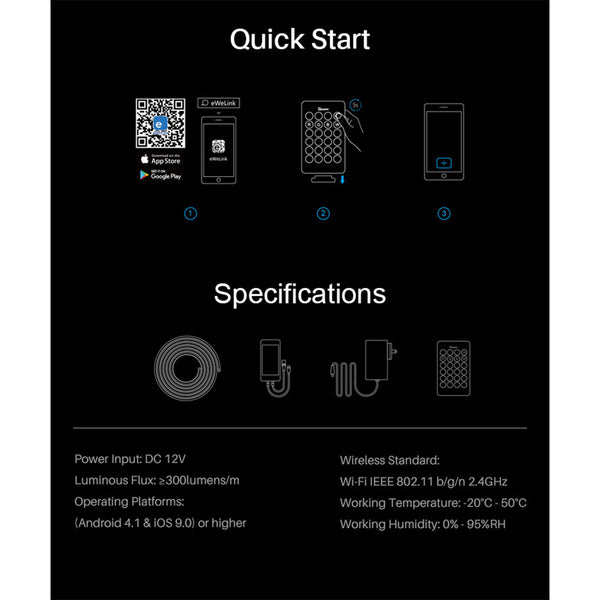 80024 Sonoff L1-5M-EU-GR-R2, Wi-Fi Smart RGB LED LIGE Set 5m, IP65 impermeabil