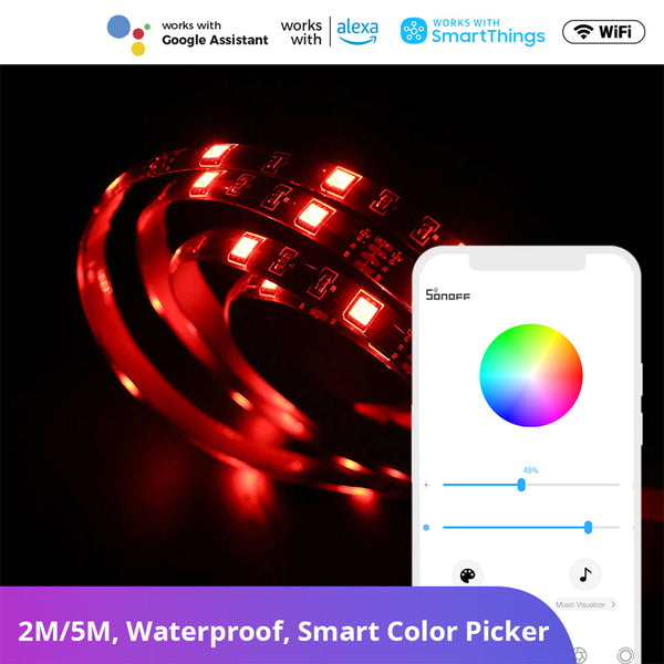 80024 Sonoff L1-5M-EU-GR-R2, Wi-Fi Smart RGB LED LIGE Set 5m, IP65 impermeabil