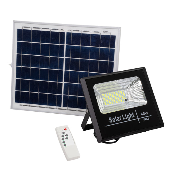 Proiector solar SMD cu LED -uri autonom 40W 3200 lumeni, baterie de 5000mAh, senzor de lumină, controler wireless, IP66 impermeabil